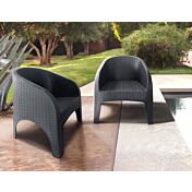 sedia / poltrona da giardino in rattan finitura grigia