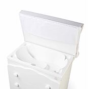 Culla moderna Grizzly con ruote, finitura bianco con decori grigi
