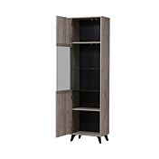 Vetrina 1 anta con piedini, finitura Rovere grigio e Nero