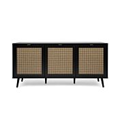 Credenza  Madia moderna Arendal con 3 ante in finitura Nero opaco con dettagli Oro