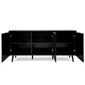 Credenza  Madia moderna Arendal con 3 ante in finitura Nero opaco con dettagli Oro
