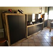 ACQUISTA ANCHE TU Madia Pedro di Design, 4 ante Alta, Moderna, finitura Pero e Nero