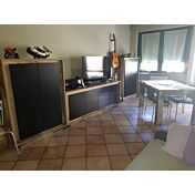 ACQUISTA ANCHE TU Madia Pedro di Design, 4 ante Alta, Moderna, finitura Pero e Nero