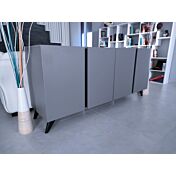 Credenza Madia 4 ante con maniglia a gola, finitura Grigio Seta Nobilitato
