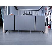 Credenza Madia 4 ante con maniglia a gola, finitura Grigio Seta Nobilitato