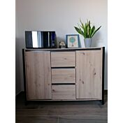 Credenza  Madia industry 2 ante 3 cassetti, Rovere Nodato e struttura in Antracite
