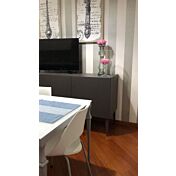 Mobile Credenza Moderna, Madia di design, 3 ante, Grigio Opaco con piedini