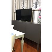 Mobile Credenza Moderna, Madia di design, 3 ante, Grigio Opaco con piedini