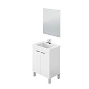 Composizione da bagno con 2 ante finitura bianco lucido e specchio