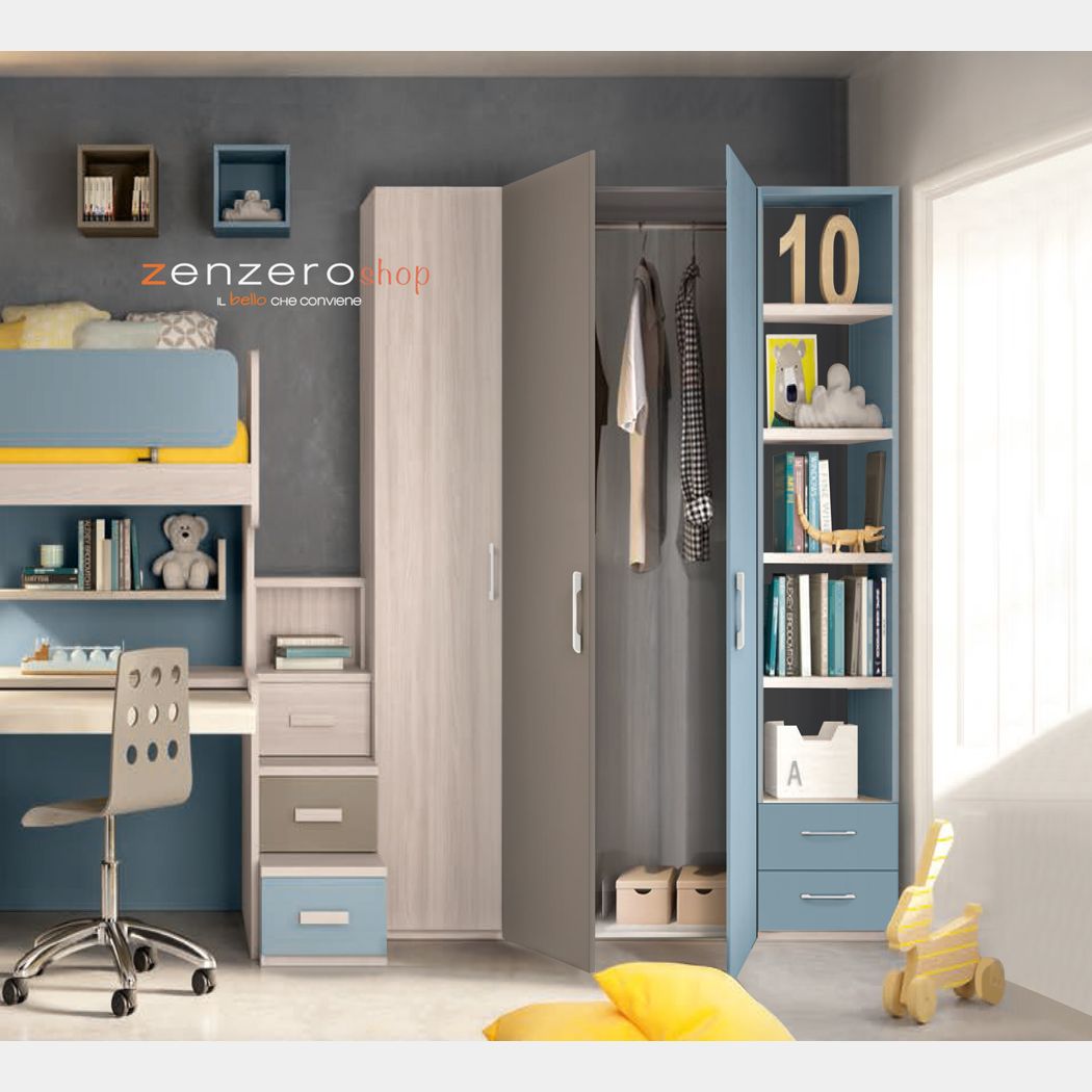 MOBILI 2G - PARETE LIBRERIA STUDIO CLASSICA IN LEGNO SHABBY BIANCO