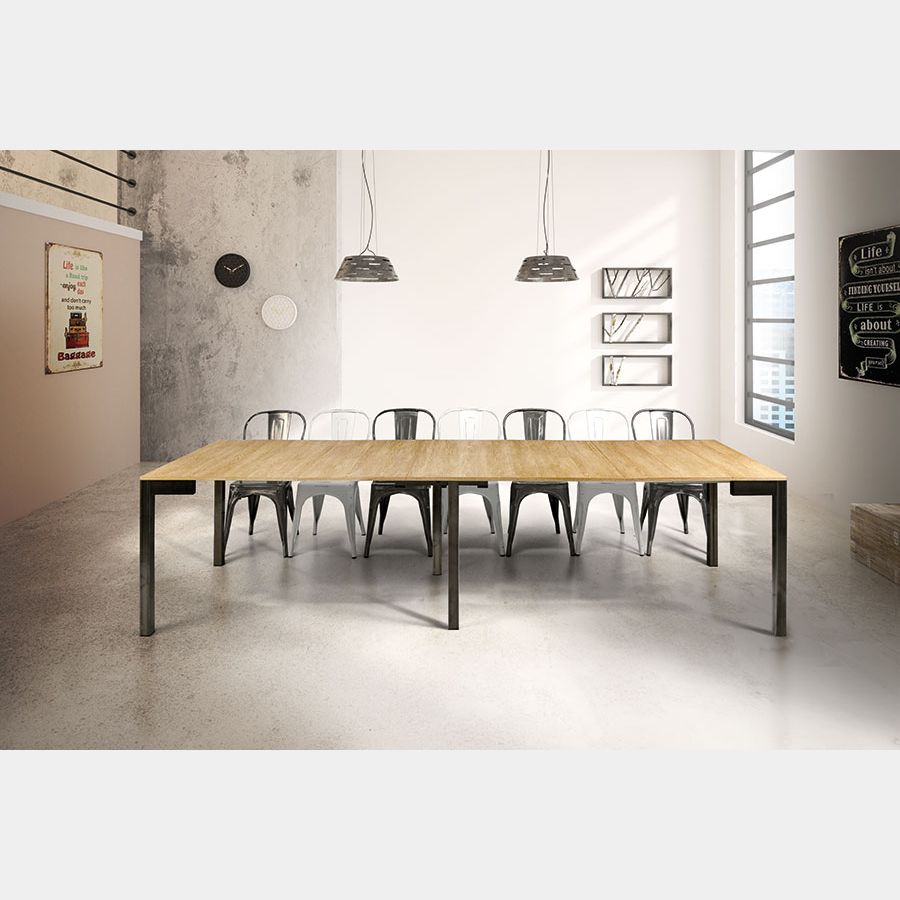 Tavolo consolle allungabile fino a 3 metri, struttura in metallo verniciato  nero