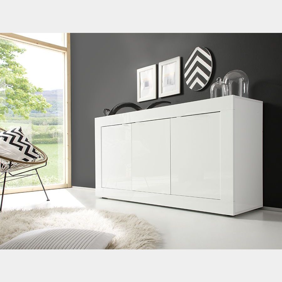 Credenza, Madia di Design, 3 ante, Bianco Lucido Zenzero shop