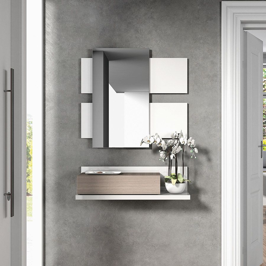 Mobile ingresso RAK bianco moderno con specchio corridoio con stile e  design