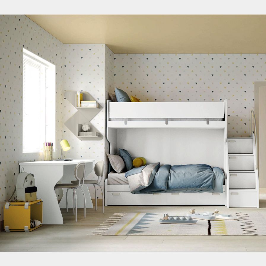 Letto a castello Grigio Dorian per bambini con 2 cassetti