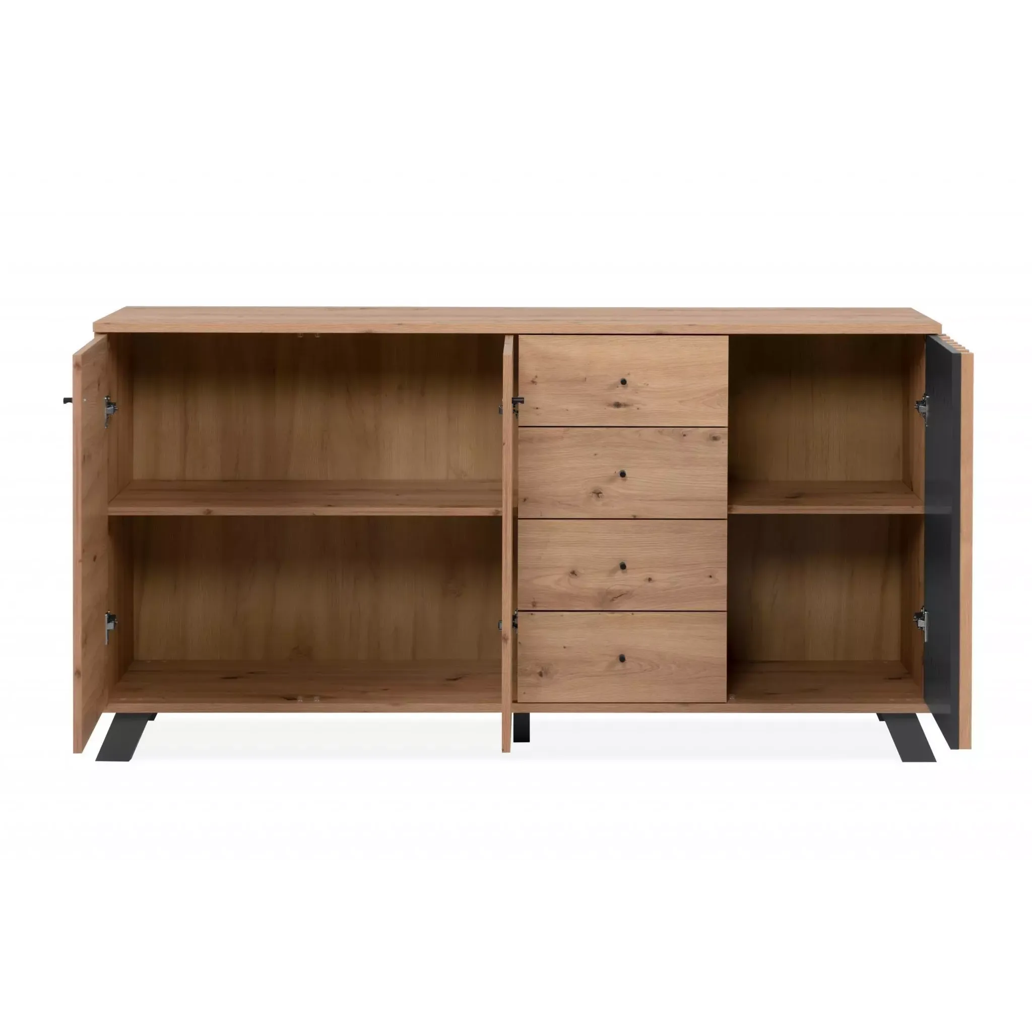 Vittoria RS L credenza madia moderna legno rovere 241cm 4 ante specchi