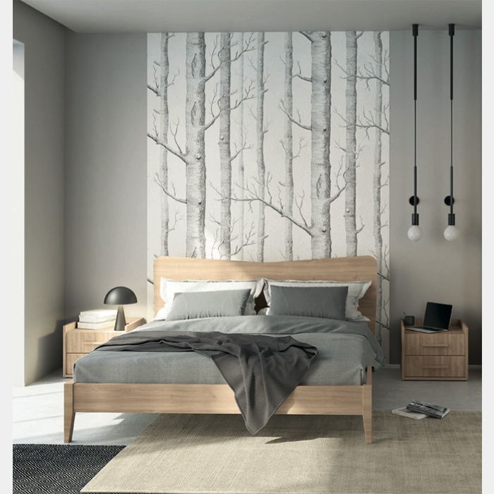 Letto matrimoniale Winner moderno con testata in legno,rovere oak