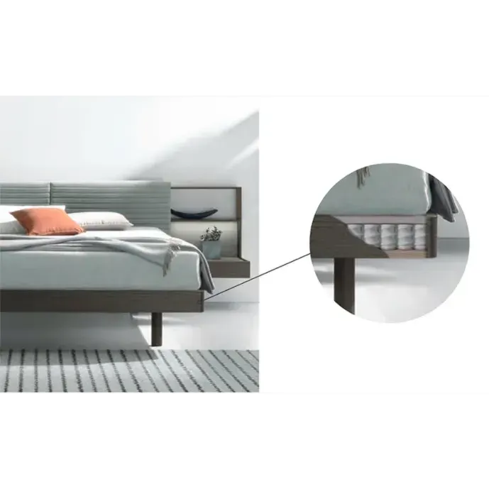 Letto imbottito Dorian Tomasella, finitura Rovere moka e allure 24