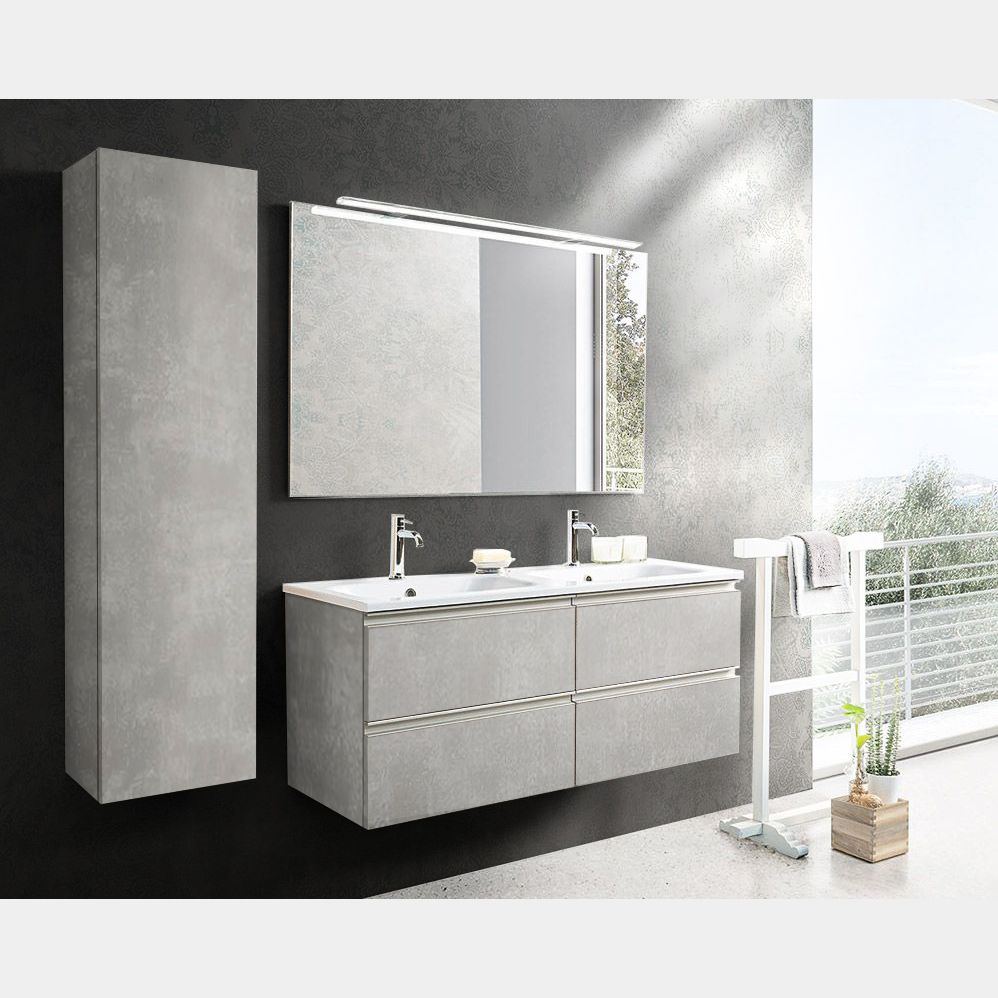 Arredo bagno completo, mobile con con lavabo integrato e 4 cassetti, Havasu  16