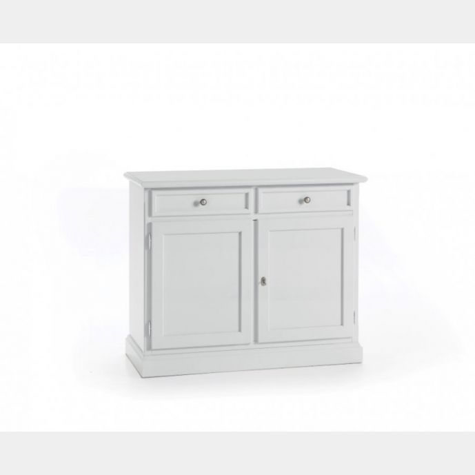 Credenza in legno bianco laccato con pomelli anticati - cm 106x86