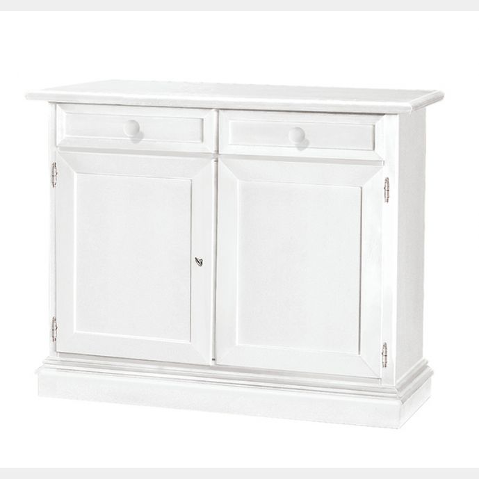 Credenza in legno bianco opaco, arte povera - cm 105x85