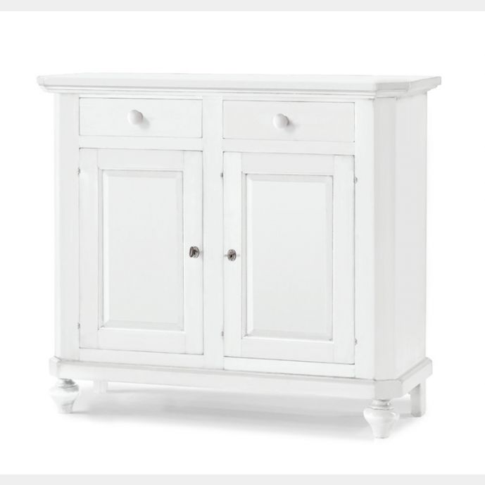 Credenza nuova in legno, bianco opaco, arte povera - cm 103x43