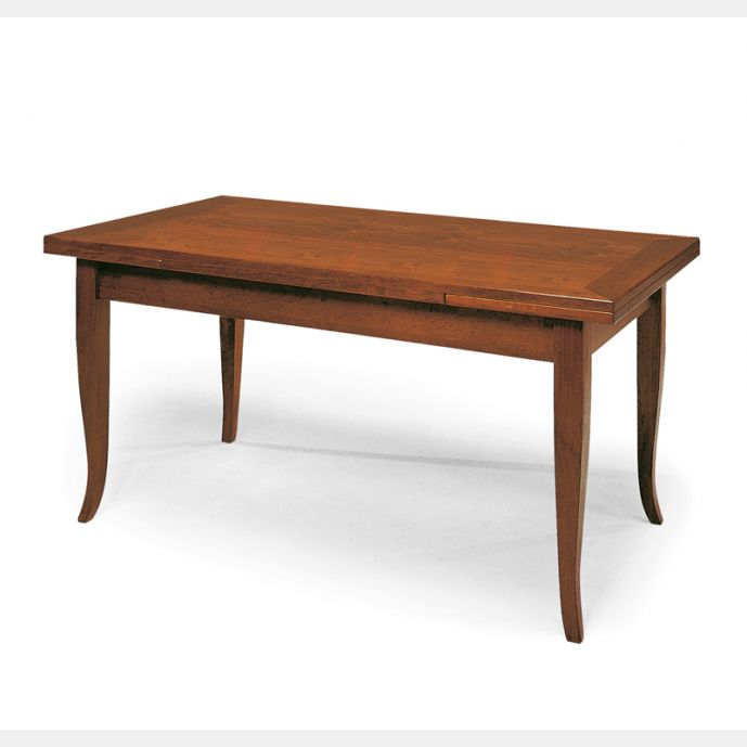 Tavolo allungabile in legno massello, gambe a sciabola, 160x85 cm e altre misure