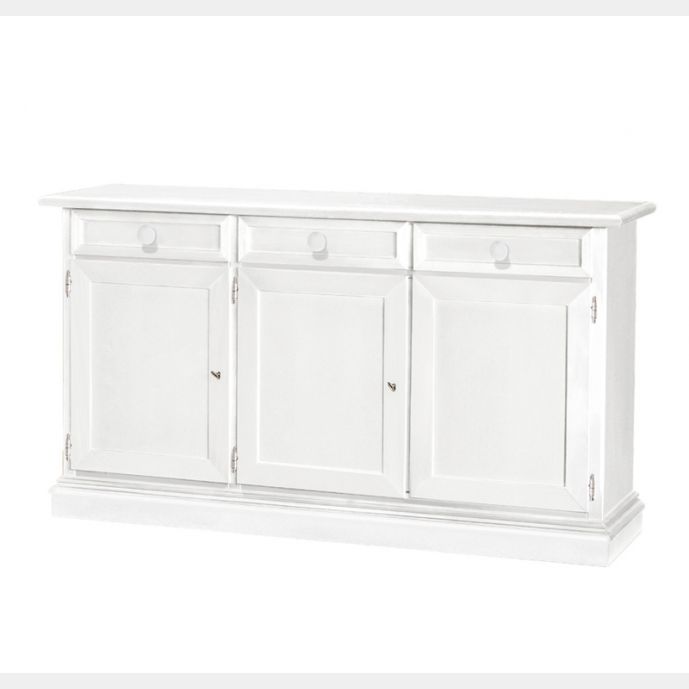 Credenza in legno bianco opaco, arte povera - cm 156x85