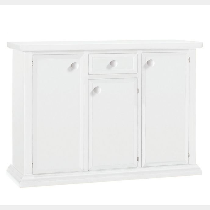 Credenza in legno, bianco opaco, arte povera - cm 120x86