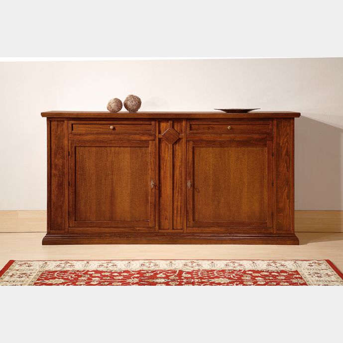 Credenza finitura noce arte povera, con 2 porte e 2 cassetti 213x112