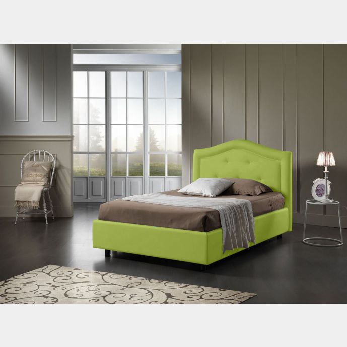 Letto una piazza e mezza Orchidea, in ecopelle colore Verde Mela