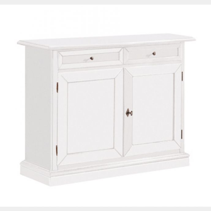 Credenza in legno bianco opaco, stile arte povera - cm 105x85