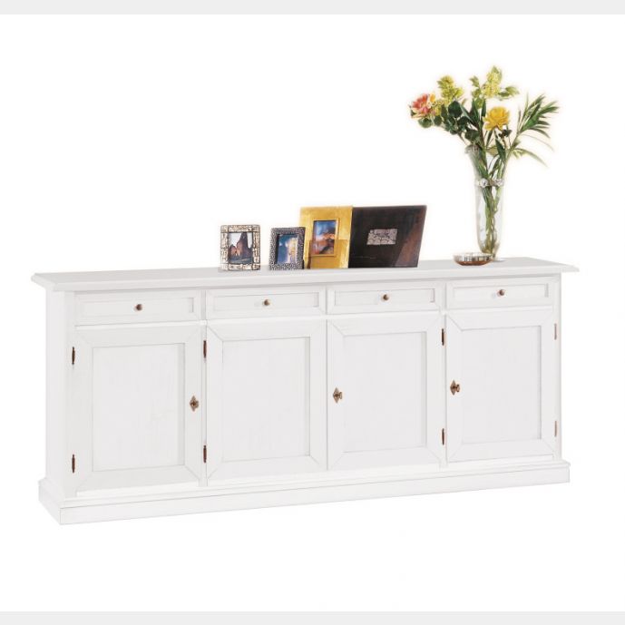 Credenza in legno finitura laccato bianco opaco, con 4 porte 205x85