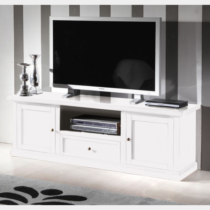 Porta TV in legno, bianco opaco - cm 160X55