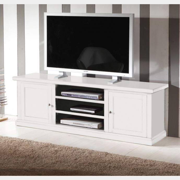 Porta TV in legno, bianco opaco, 160X55 cm