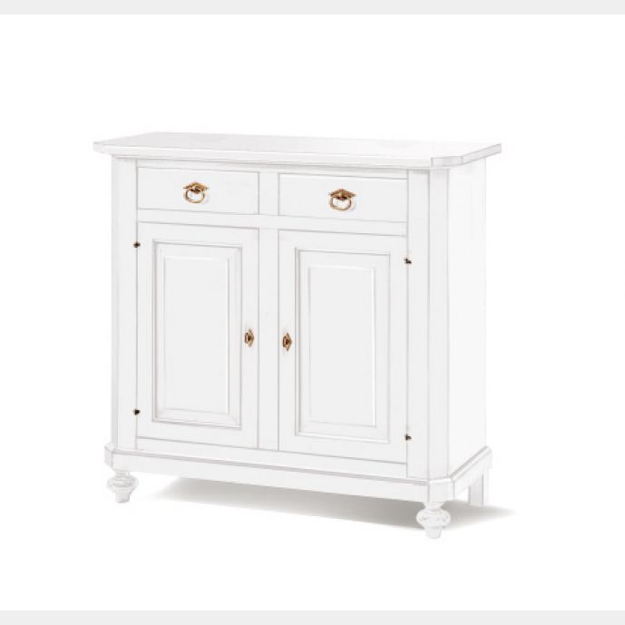 Credenza in legno bianco opaco, arte povera - cm 113x103