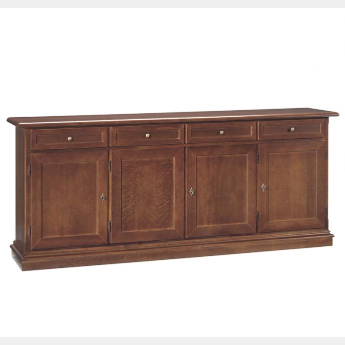 credenza arte povera cm 205x86 in legno, finitura noce