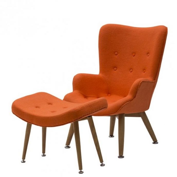 Set Poltrona e Sgabello di Design colore Arancione