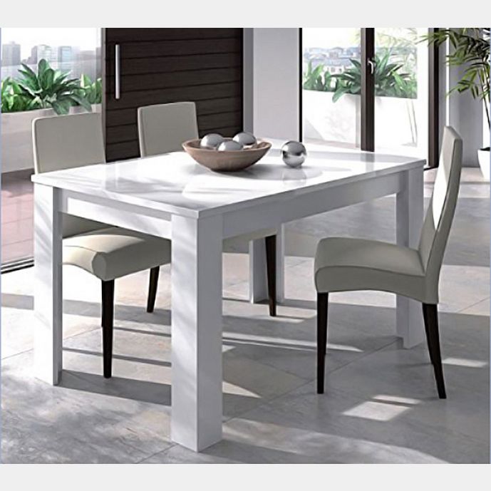 Tavolo bianco lucido allungabile 140 cm