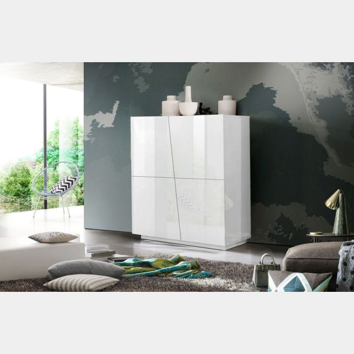 Madia credenza alta 4 ante bianco lucido