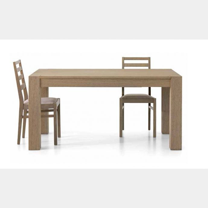 Tavolo di design in legno, finitura rovere seppia spazzolato, apertura con binario