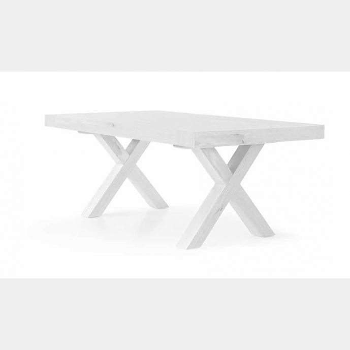 Tavolo di design allungabile in legno, finitura bianco consumato