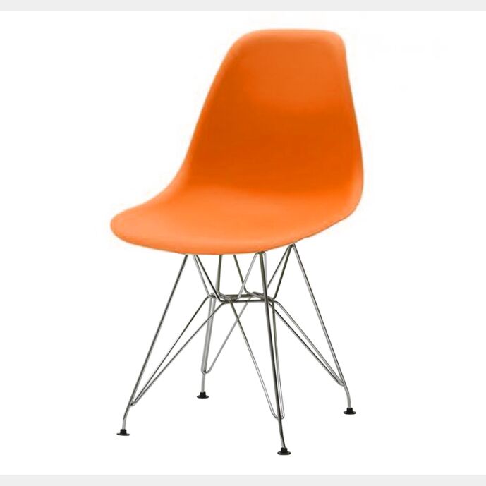 Sedia di Design Arancio seduta in pvc e struttura in metallo