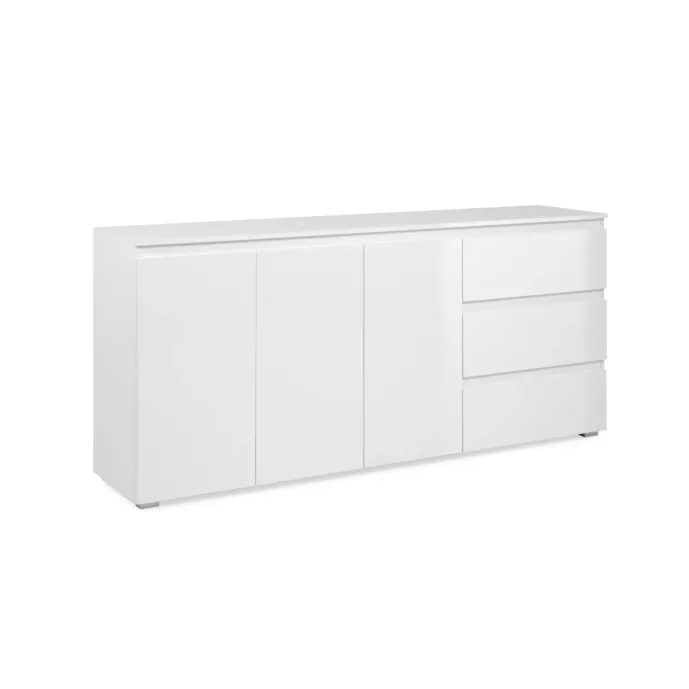 Credenza moderna L.179 cm, colore Bianco lucido