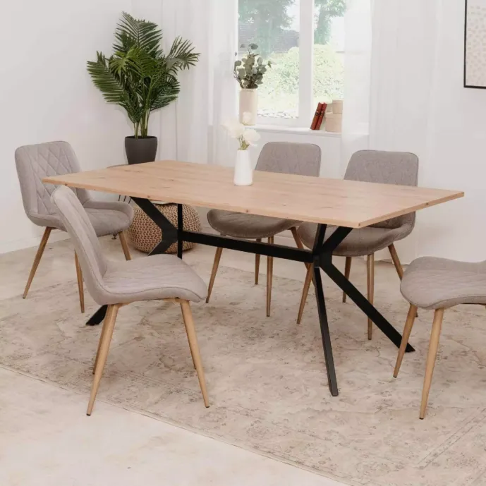 Tavolo da pranzo, colore Rovere oak e Nero 180 x 90 cm