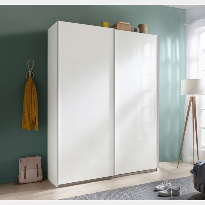 Armadio L.150 con 2 ante scorrevoli, finitura Bianco laccato