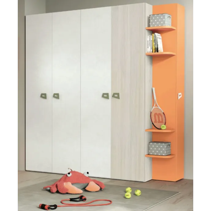 armadio con libreria arancio