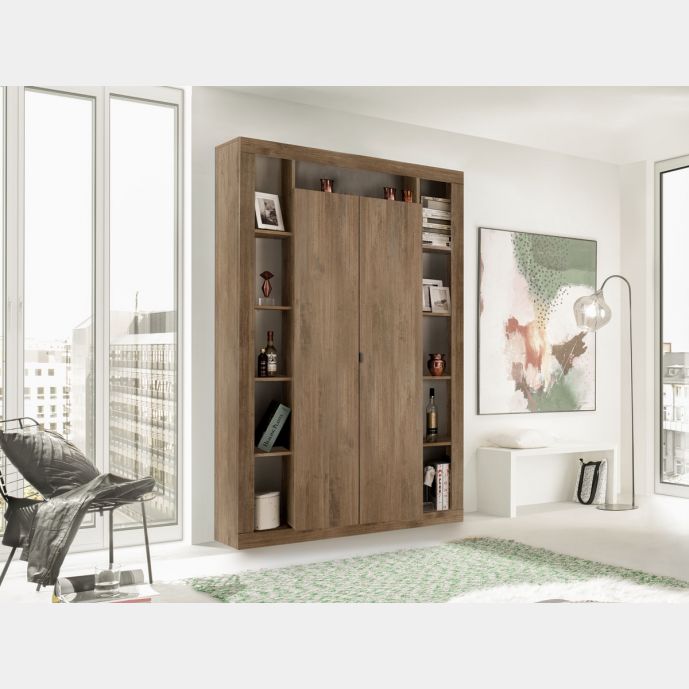 Colonna libreria, dispensa a 2 ante, finitura Mercure, Made in Italy