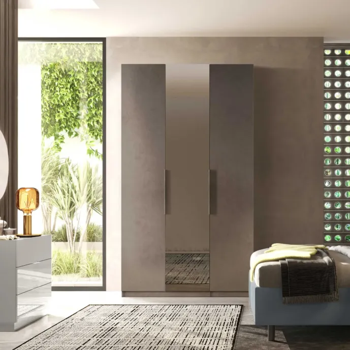 armadio con specchio bronzo