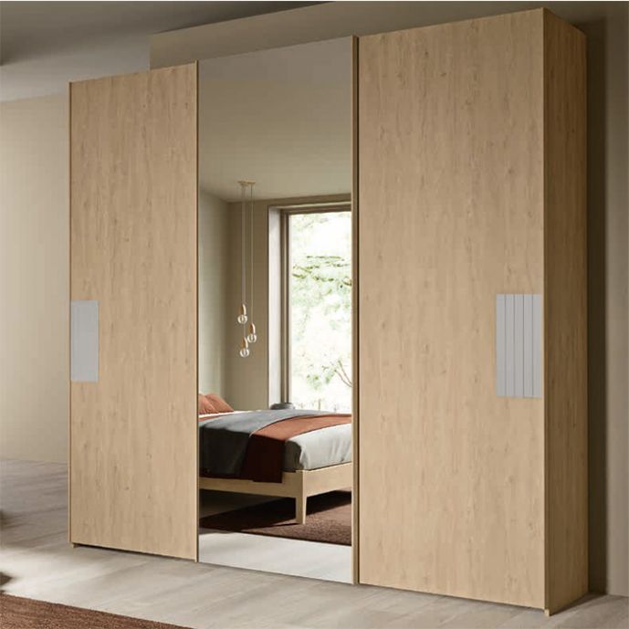 Armadio scorrevole con specchio a 3 ante, rovere Oak 