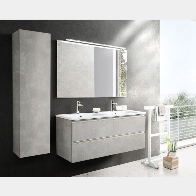 Arredo bagno completo, mobile con con lavabo integrato e 4 cassetti, Havasu 16